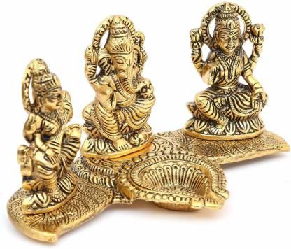 Design Gold Plated Lakshmi Ganesh Saraswati Idol