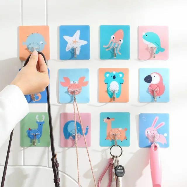 Hooks-Cartoons Strong Adhesive Wall Sticky Hooks(Pack of 4)